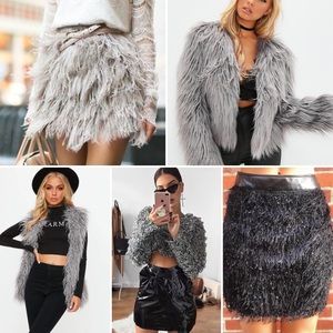 Gray Shaggy Skirt
